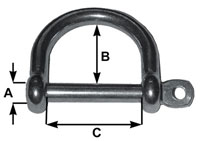 Stainless Steel Wide D Shackles