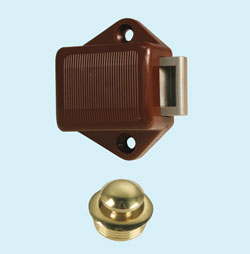 Brass Mini Push Button Latch with Knob